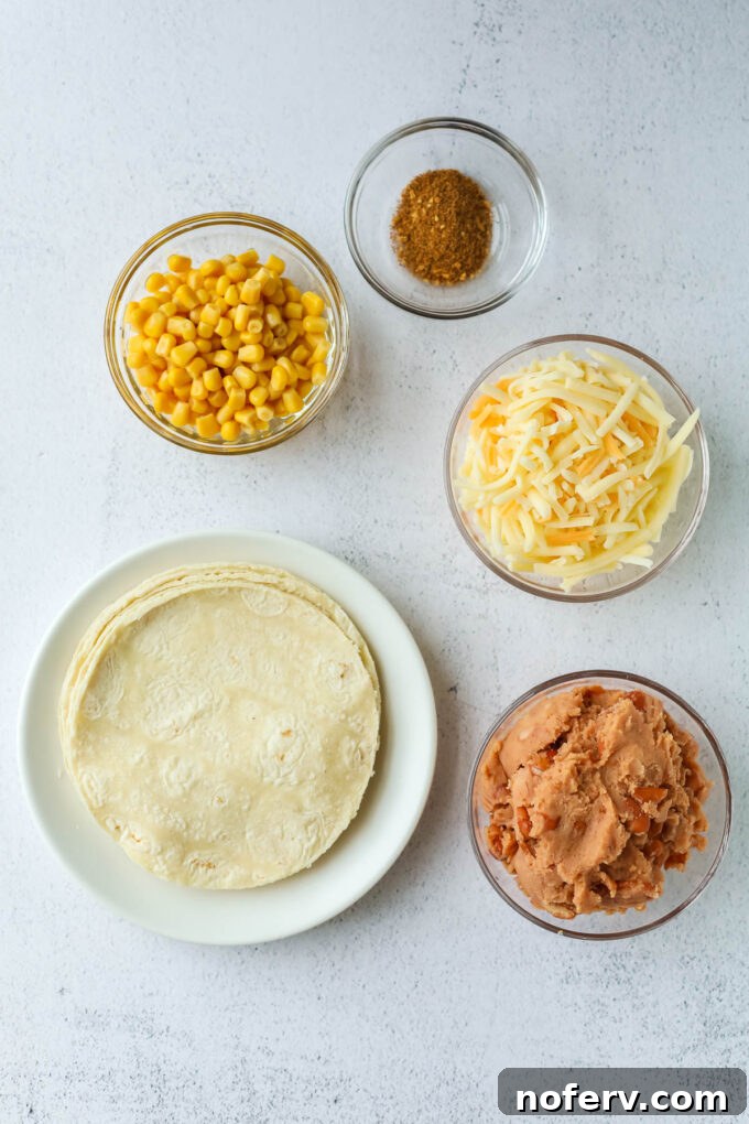 Essential ingredients for homemade vegetarian taquitos