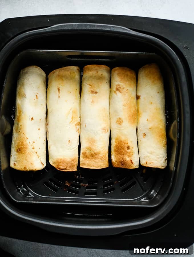 Crispy taquitos cooked in an air fryer