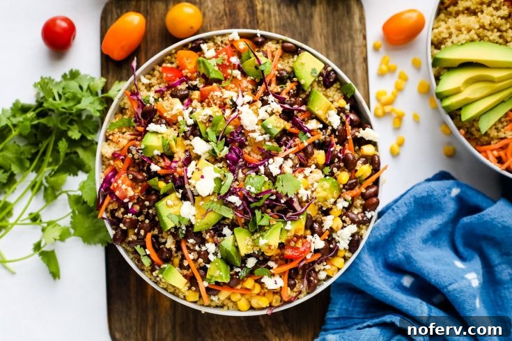Quinoa & Avocado Bowl, a prep-friendly recipe packed with colorful veggies and flavor, ideal for a quick lunch or dinner.