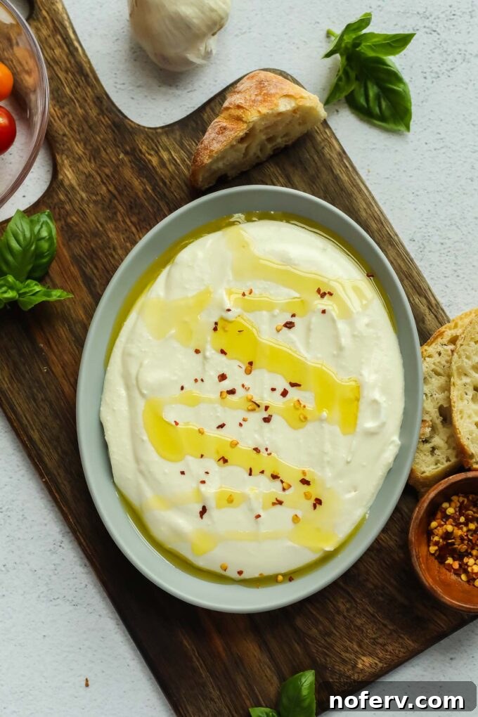 whipped feta on a plate