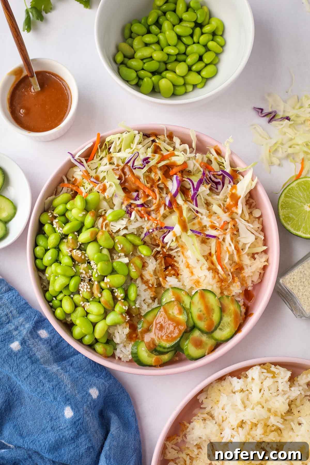 Golden Crispy Edamame Rice Bowls 2 Crispy Rice Bowls with Edamame