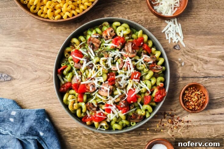 Pesto Cavatappi Pasta, a Noodles & Co. copycat