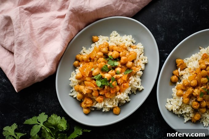 Thai Curry Chickpeas with red curry paste and coconut milk