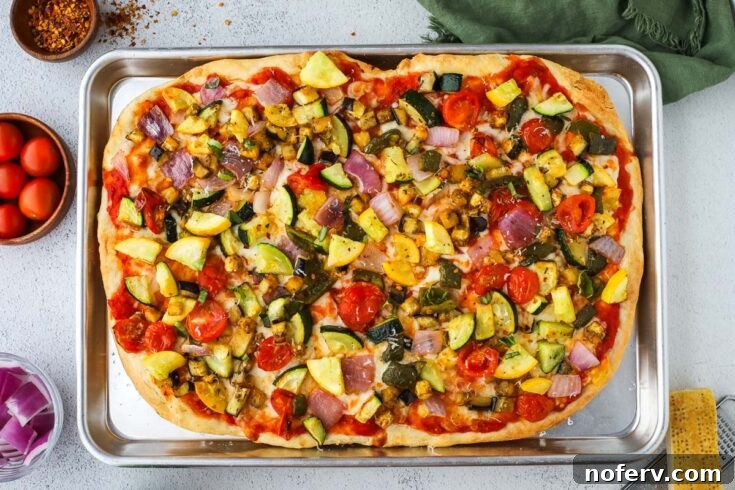 Roasted Vegetable Pizza with homemade crust