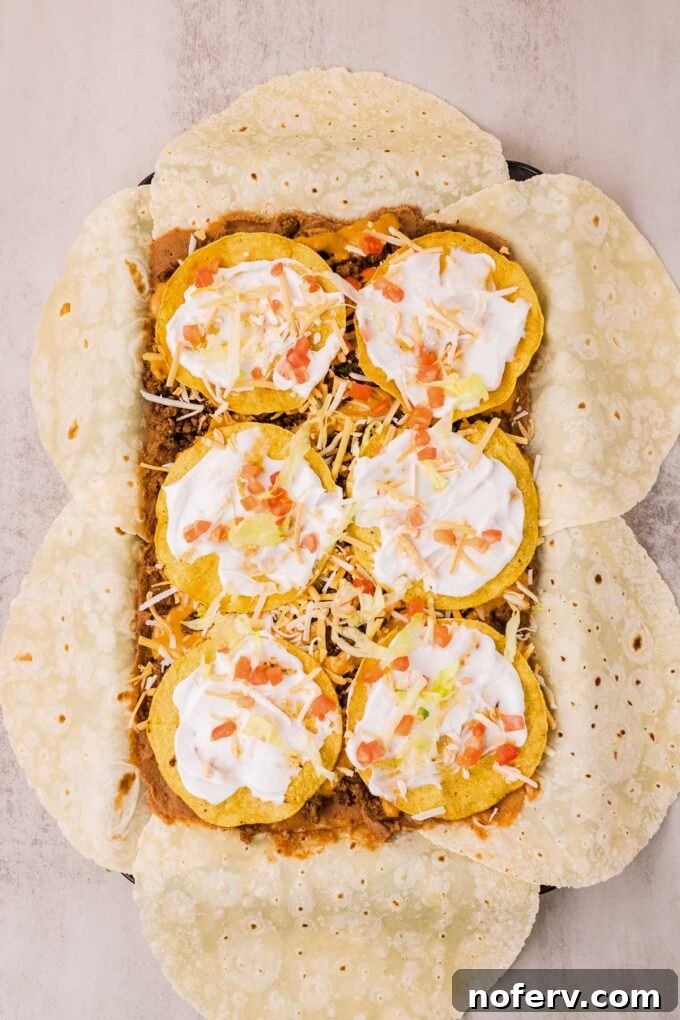 Loaded Vegetarian Crunchwrap Recipe: Quick Meatless Taco Wraps 8 Place tostadas
