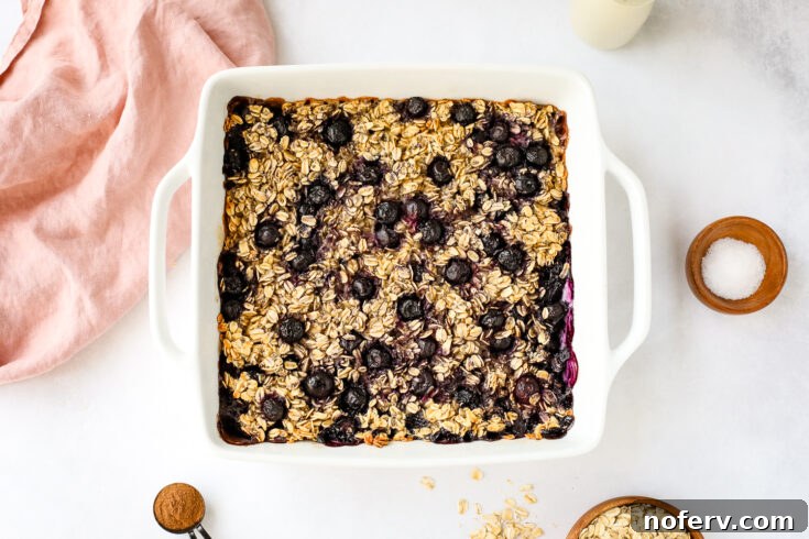 A pan of Blueberry and Baked oatmeal