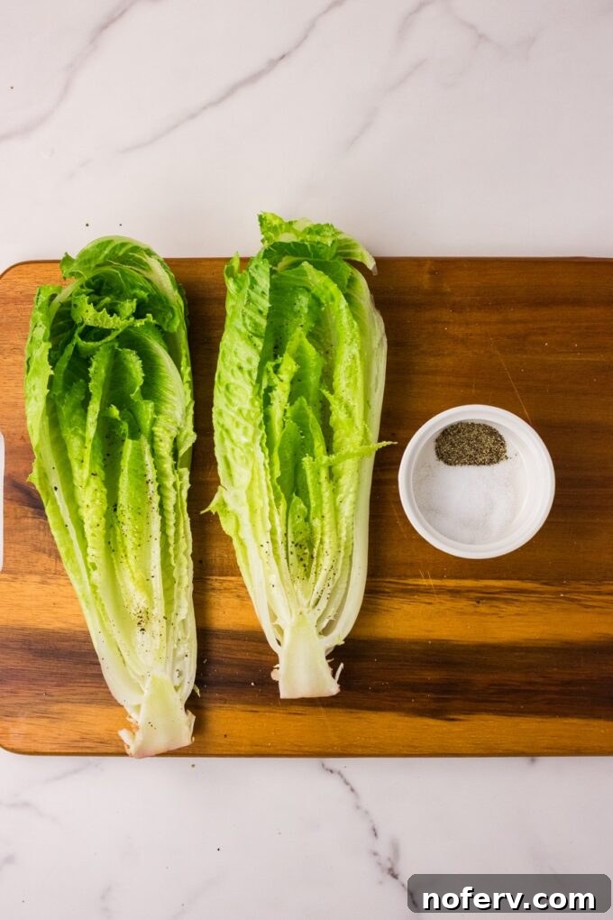 romaine on a cutting board