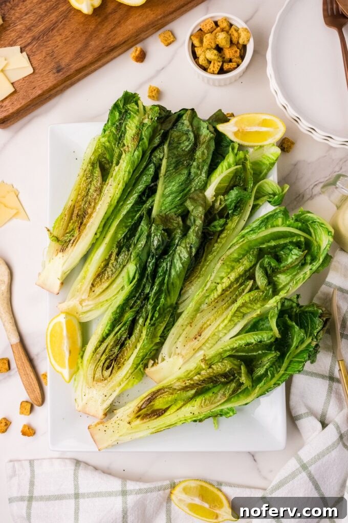 grilled romaine on a plate