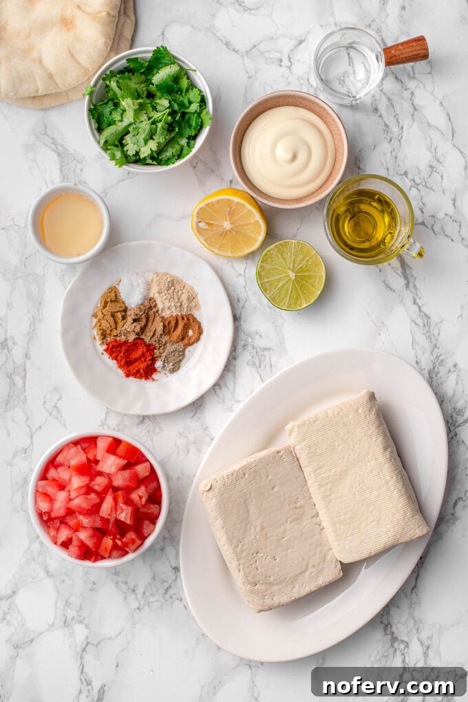 Tofu Shawarma ingredients