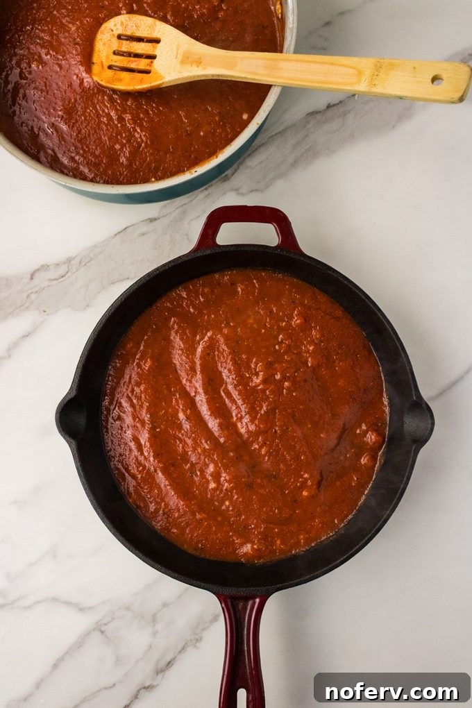 pour sauce into baking dish