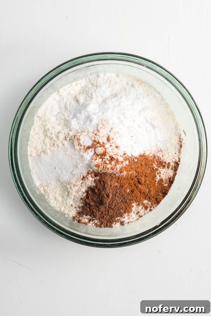 Banana Coffee Cake Recipe with Cinnamon Streusel 5 Dry ingredients for cake