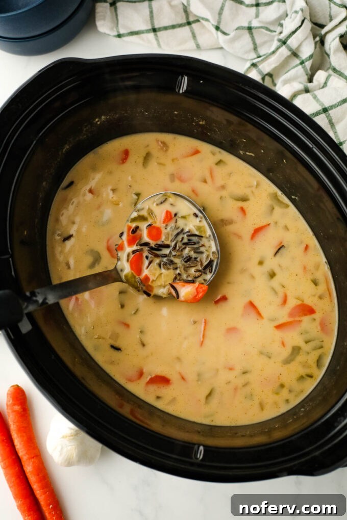 Creamy Slow Cooker Wild Rice Soup Recipe 1 Bowl of slow cooker wild rice soup
